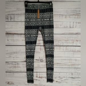 SKIMS Soft Lounge Legging Women XS Onyx Fair Isle Print NWT Pajama Cozy Thermal